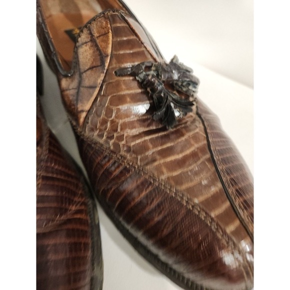 Stacy Adams Exotic Snake Skin Leather Tassel‎ Loafers Shoes Mens Dress US 9.5 main image 4